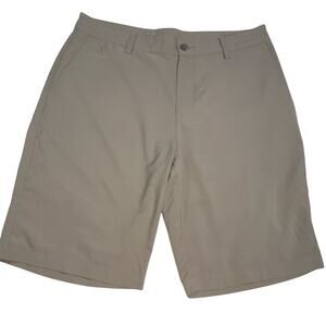 Adidas Mens Beige Chino Golf Shorts Lightweight Flat Front Pockets Size 32